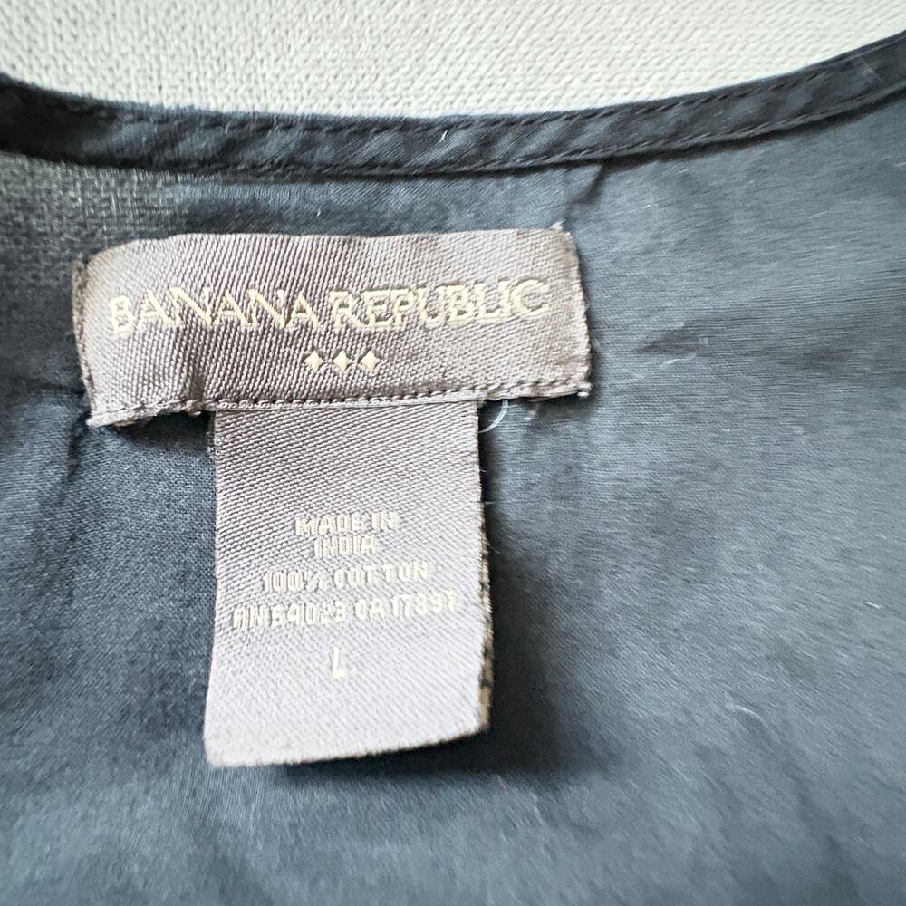 Banana Republic sheer cotton tunic dress black sleeveless vixen boho womens L - Picture 6 of 8